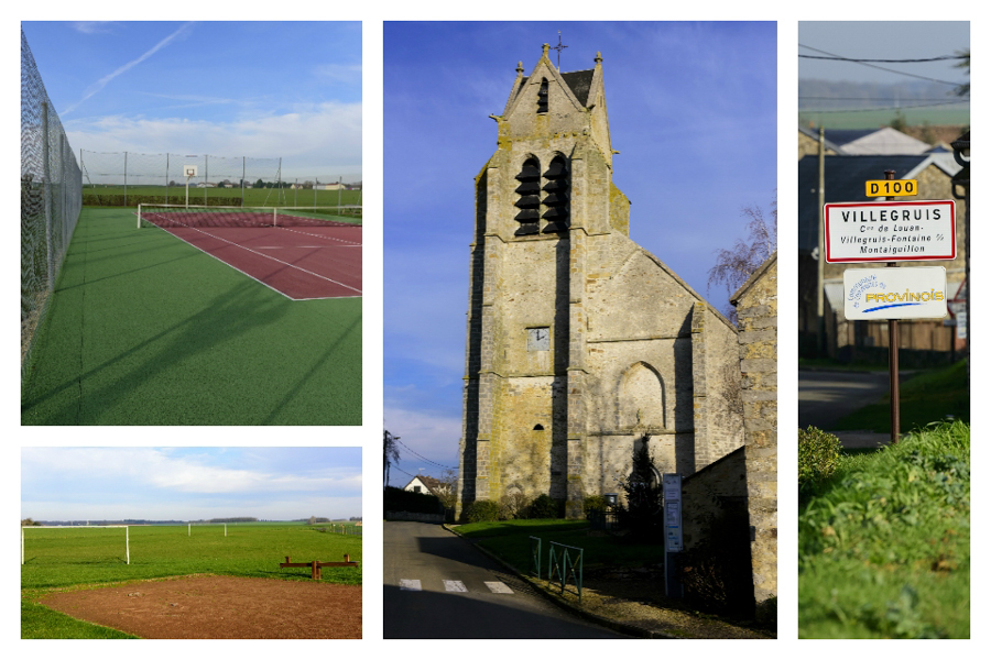 Logis de Villegruis : charmant petit village de Seine et Marne, son église Saint Médard et son terrain de sport avec tennis